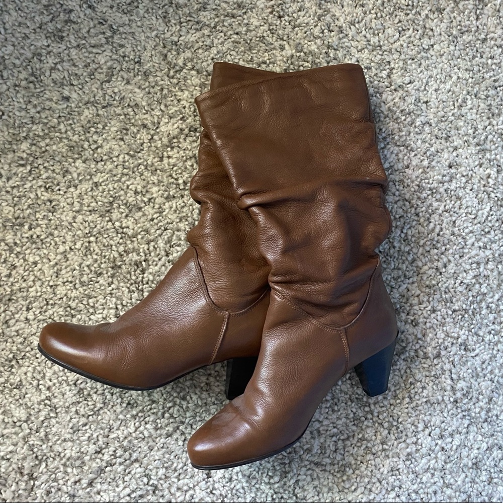 Aldo High Ruched Brown Low Heel Boots